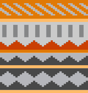 Bordürenmuster, grau-orange